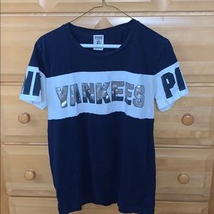 a victoria secret pink yankees shirt